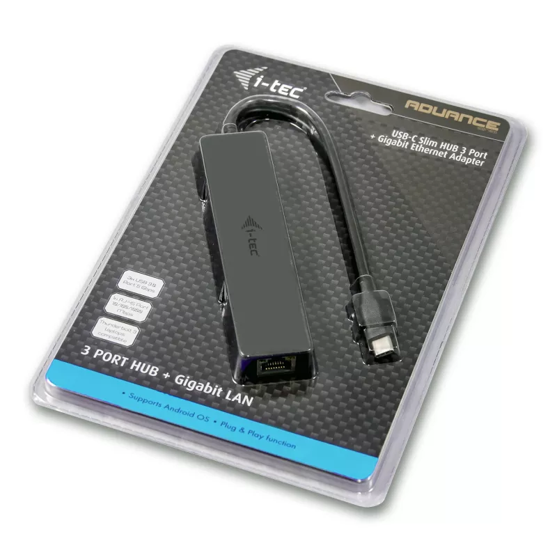 i-tec Advance USB-C hub pasivo fino 3 puertos + adaptador Gigabit Ethernet