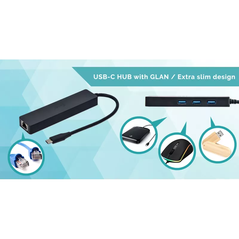 i-tec Advance USB-C hub pasivo fino 3 puertos + adaptador Gigabit Ethernet