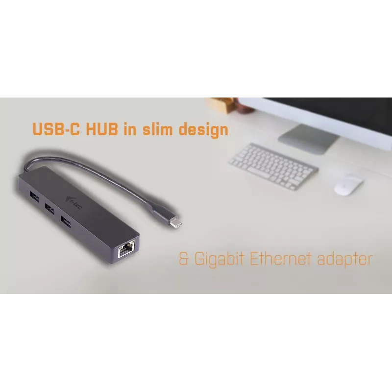 i-tec Advance USB-C hub pasivo fino 3 puertos + adaptador Gigabit Ethernet