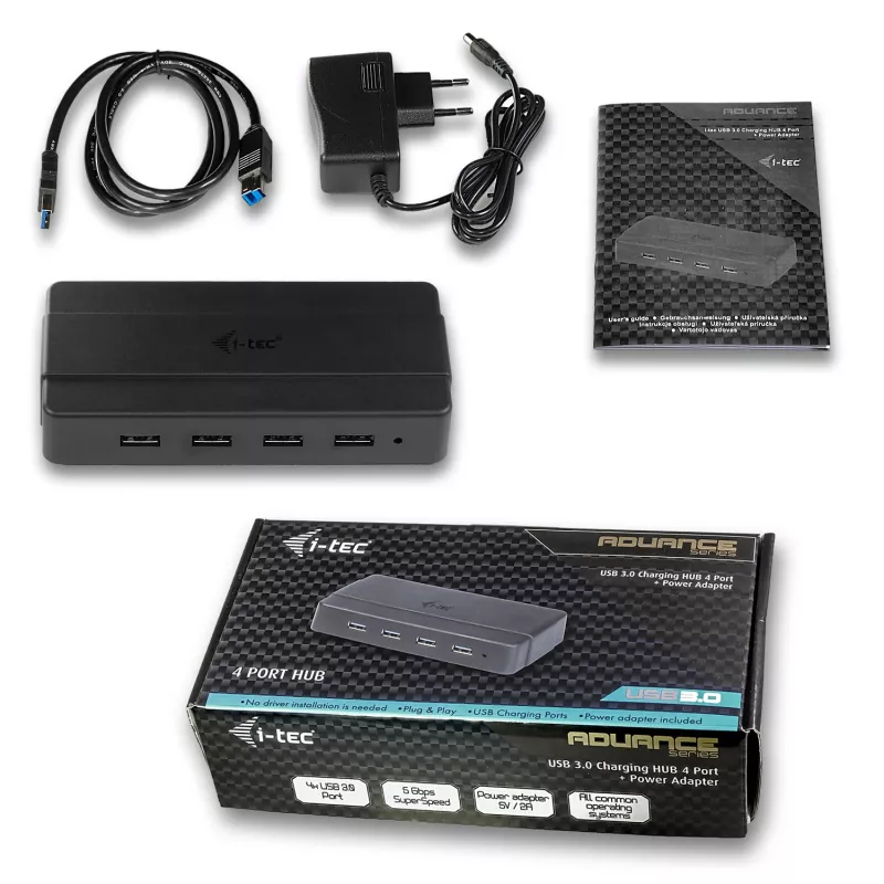 i-tec USB 3.0 Charging HUB 4 puertos fuente de alimentación USB 3.2 Gen 1 Type-B
