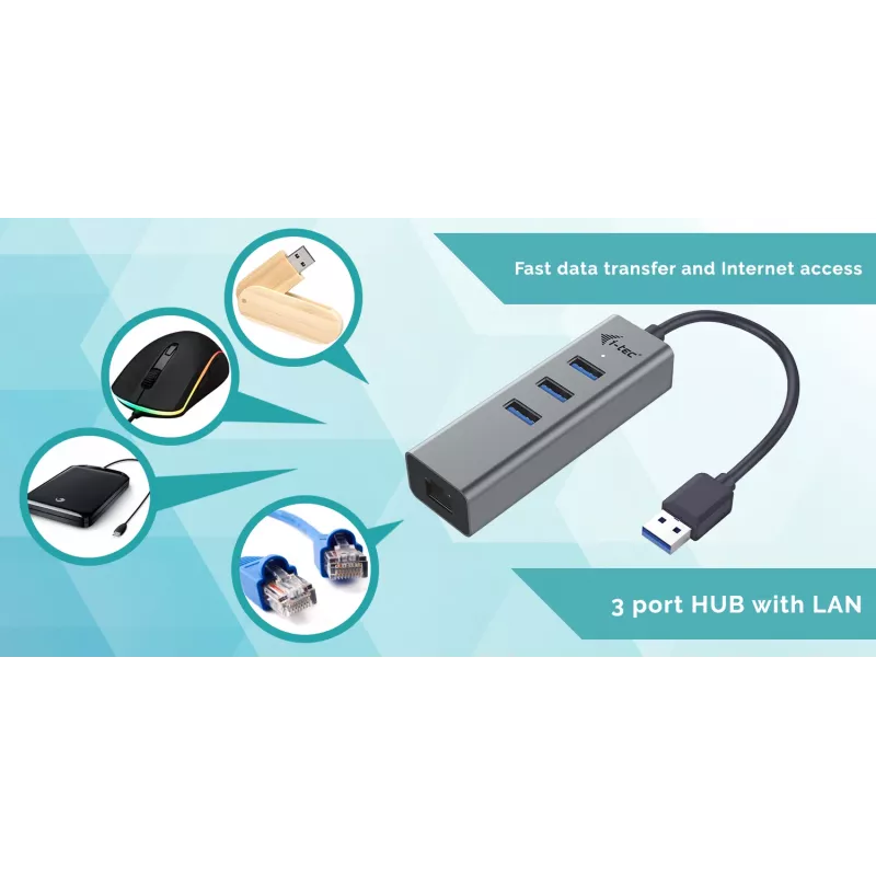 i-tec Metal USB 3.0 HUB 3 puertos + adaptador Gigabit Ethernet