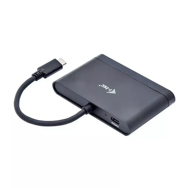 Adaptador de viaje USB-C a HDMI ITEC i-tec USB C HDMI PD/datos – negro, chipset RTS5403/RTS5404/RTS5411/PS176, 90×58×14 mm