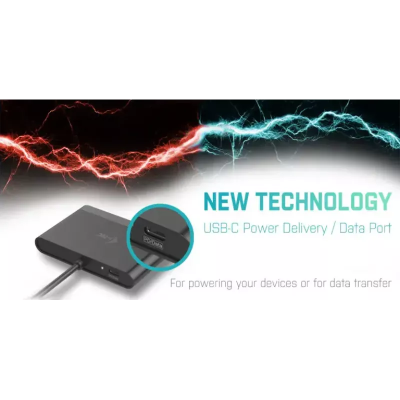 Adaptador de viaje USB-C a HDMI ITEC i-tec USB C HDMI PD/datos – negro, chipset RTS5403/RTS5404/RTS5411/PS176, 90×58×14 mm