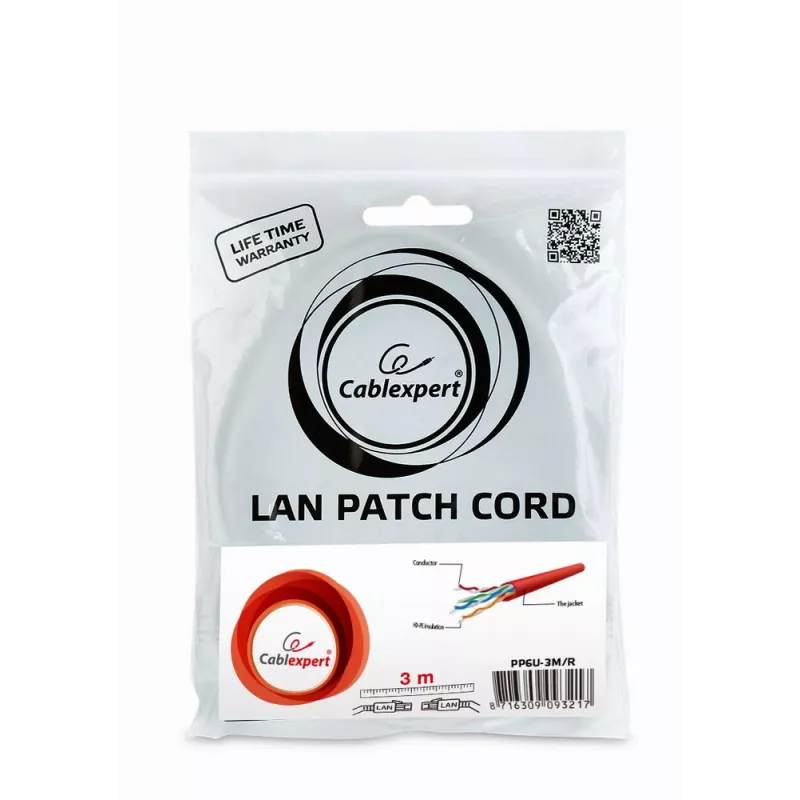 Cable de red GEMBIRD - CAT6 - UTP - 3 m - rojo