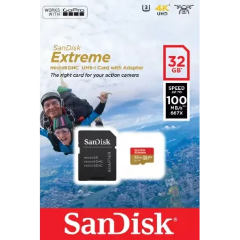 SanDisk Extreme Action Tarjeta de memoria microSDHC 32GB, A1 + adaptador (SDSQXAF-032G-GN6AA)