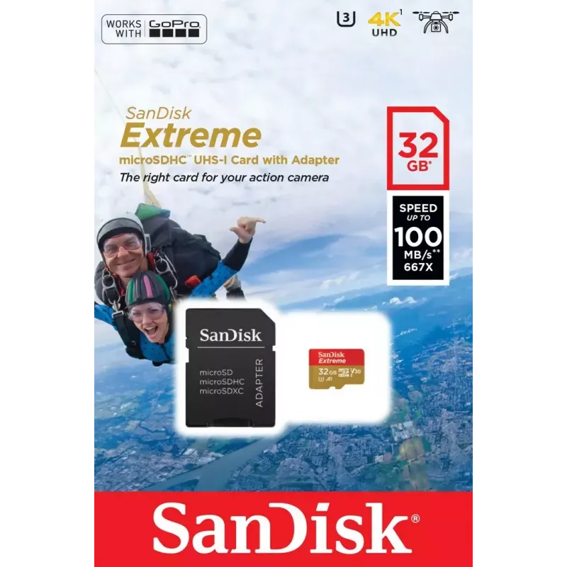 SanDisk Extreme Action Tarjeta de memoria microSDHC 32GB, A1 + adaptador (SDSQXAF-032G-GN6AA)