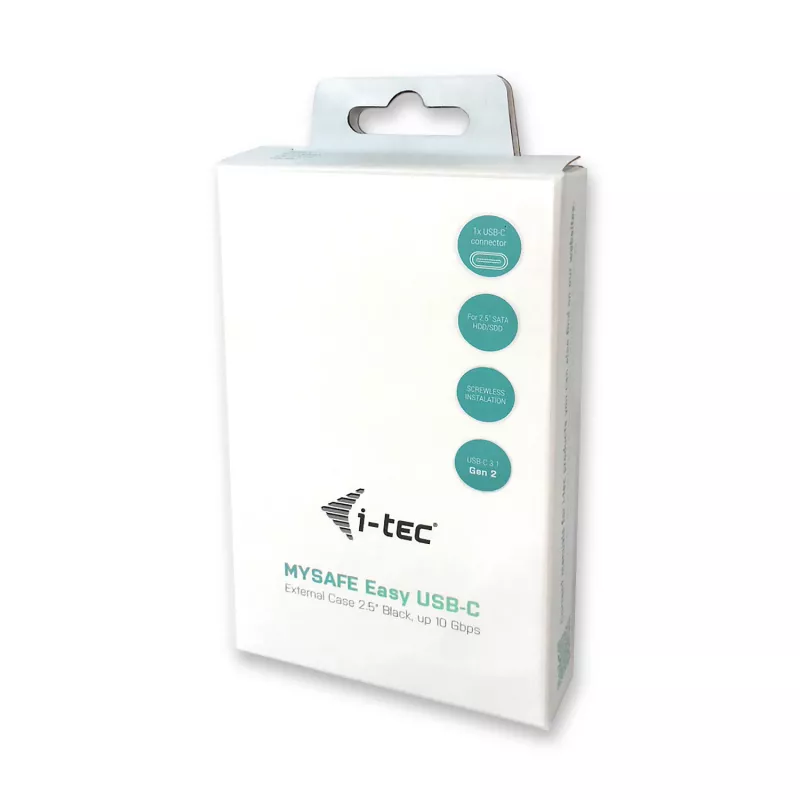 i-tec MySafe USB-C 3.1 Gen. 2 easy, carcasa HDD/SSD, 2,5 pulgadas, Serial ATA, Serial ATA II, Serial ATA III, 10 Gbit/s, conectividad USB, negra