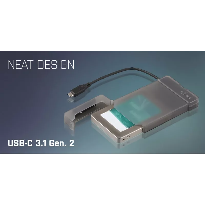 i-tec MySafe USB-C 3.1 Gen. 2 easy, carcasa HDD/SSD, 2,5 pulgadas, Serial ATA, Serial ATA II, Serial ATA III, 10 Gbit/s, conectividad USB, negra