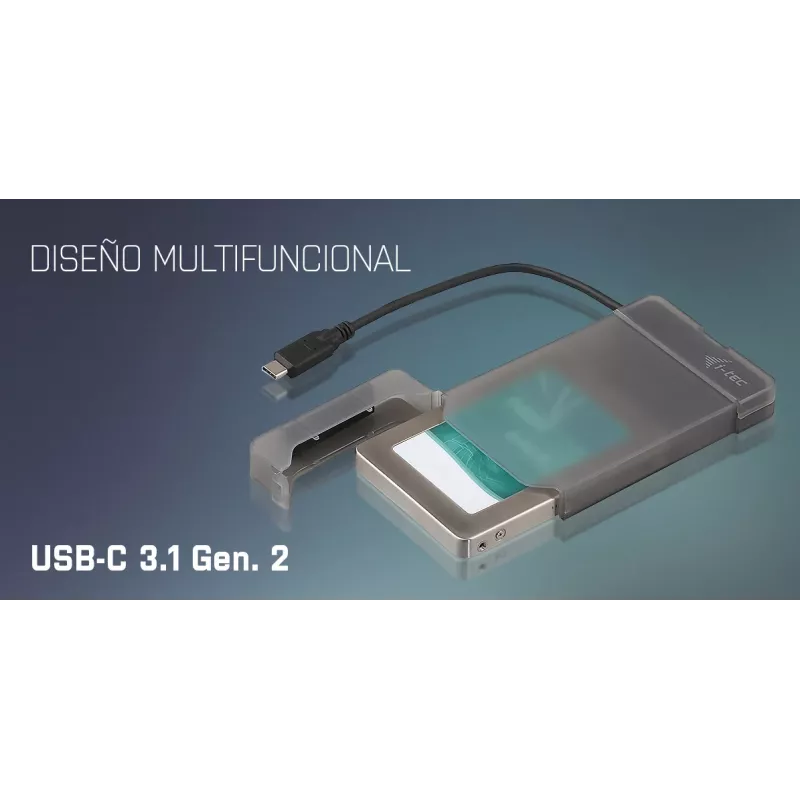 i-tec MySafe USB-C 3.1 Gen. 2 easy, carcasa HDD/SSD, 2,5 pulgadas, Serial ATA, Serial ATA II, Serial ATA III, 10 Gbit/s, conectividad USB, negra