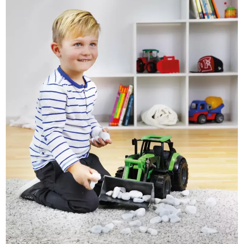 Lena Worxx 04613 Deutz-Fahr Agrotron tractor de juguete con cargador frontal, 1:15, 45 cm