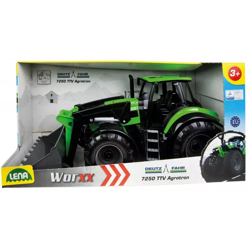 Lena Worxx 04613 Deutz-Fahr Agrotron tractor de juguete con cargador frontal, 1:15, 45 cm