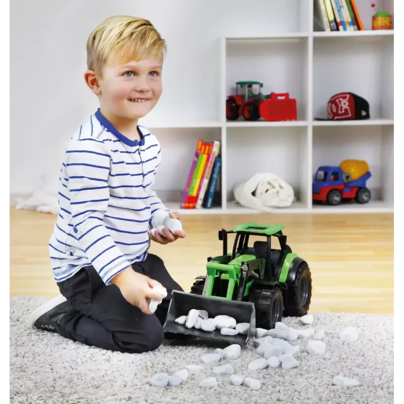 Lena Worxx 04613 Deutz-Fahr Agrotron tractor de juguete con cargador frontal, 1:15, 45 cm