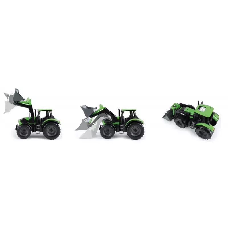 Lena Worxx 04613 Deutz-Fahr Agrotron tractor de juguete con cargador frontal, 1:15, 45 cm