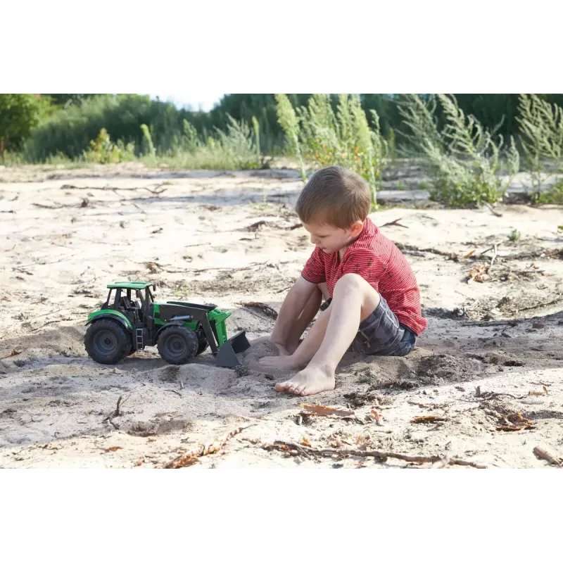 Lena Worxx 04613 Deutz-Fahr Agrotron tractor de juguete con cargador frontal, 1:15, 45 cm