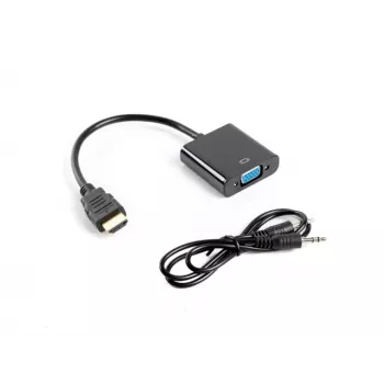 Adaptador de cable de vídeo LANBERG VGA (D-Sub) HDMI Type-A (estándar) 0,2 m negro