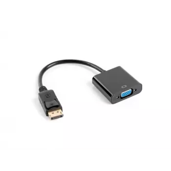 Adaptador de cable de vídeo LANBERG AD-0002-BK — VGA (conector hembra) a DisplayPort (conector macho), 0,2 m, 1920×1200@60Hz, DP 1.1a, negro