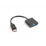 Adaptador de cable de vídeo LANBERG AD-0002-BK — VGA (conector hembra) a DisplayPort (conector macho), 0,2 m, 1920×1200@60Hz, DP 1.1a, negro