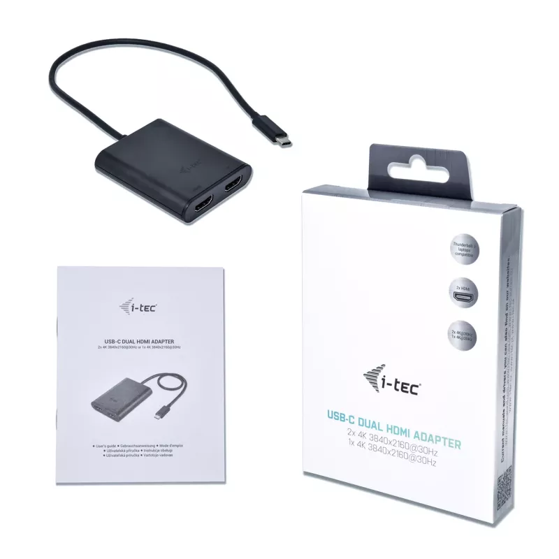 i-tec Adaptador de vídeo USB-C 3.1 Dual 4K HDMI, 3.2 Gen 1 (3.1 Gen 1), USB Type-C, salida HDMI, 3840 x 2160 píxeles