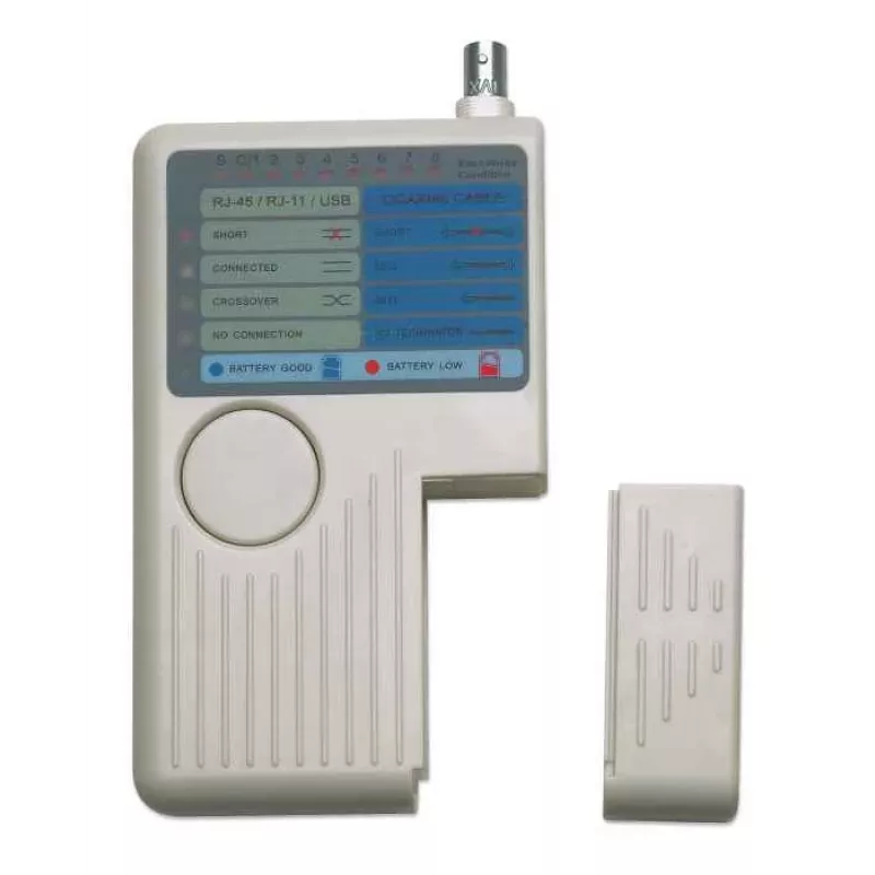 Intellinet Comprobador de cables 4 en 1, RJ-11, RJ-45, USB y BNC, test con un botón