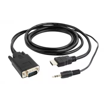 GEMBIRD Cable adaptador HDMI a VGA y audio, puerto único, 1,8 m - negro