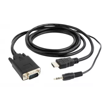 GEMBIRD Cable adaptador HDMI a VGA y audio, conector único, 3 m, negro