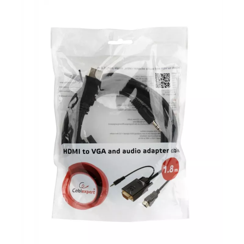 GEMBIRD Cable adaptador HDMI a VGA y audio, conector único, 3 m, negro