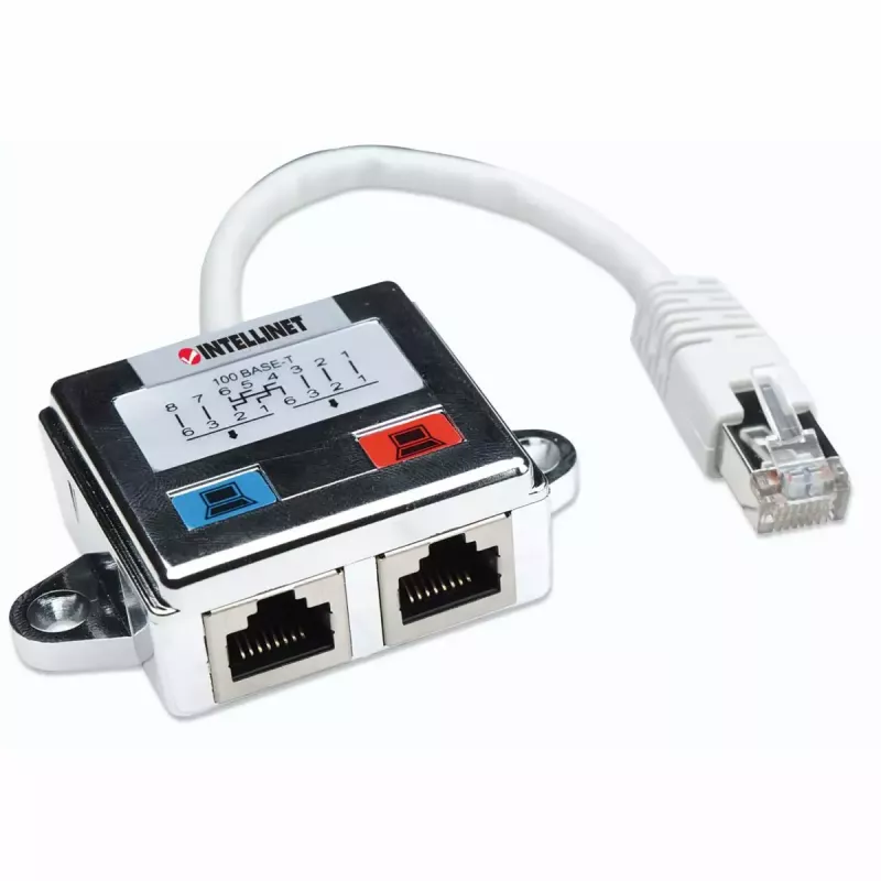 Intellinet Distribuidor modular de 2 puertos, Cat5e, FTP, permite compartir un cable de red Cat5e entre dos puertos RJ45