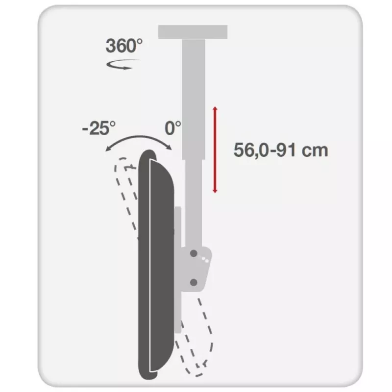 Soporte de techo telescópico universal Techly para TV LED LCD de 32-55