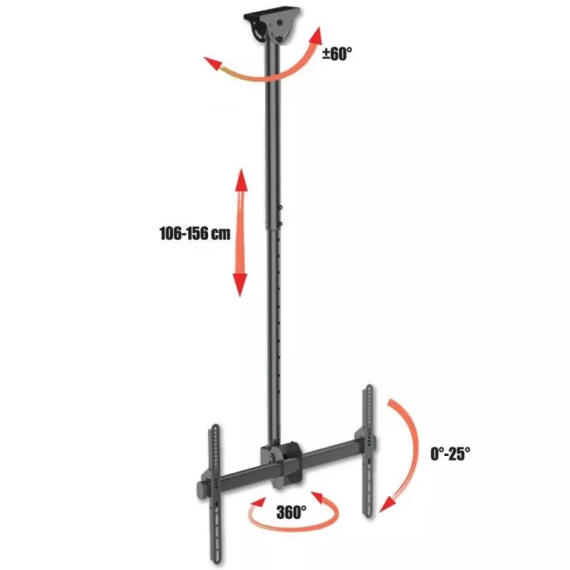 Soporte de techo telescópico largo Techly para TV LED LCD de 37-70