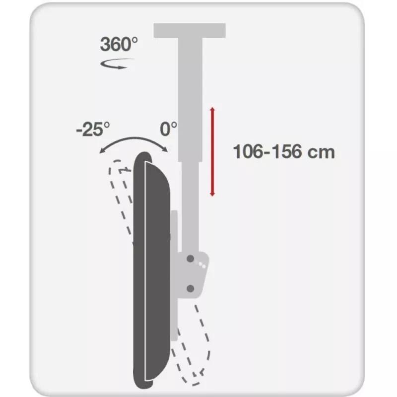 Soporte de techo telescópico largo Techly para TV LED LCD de 37-70
