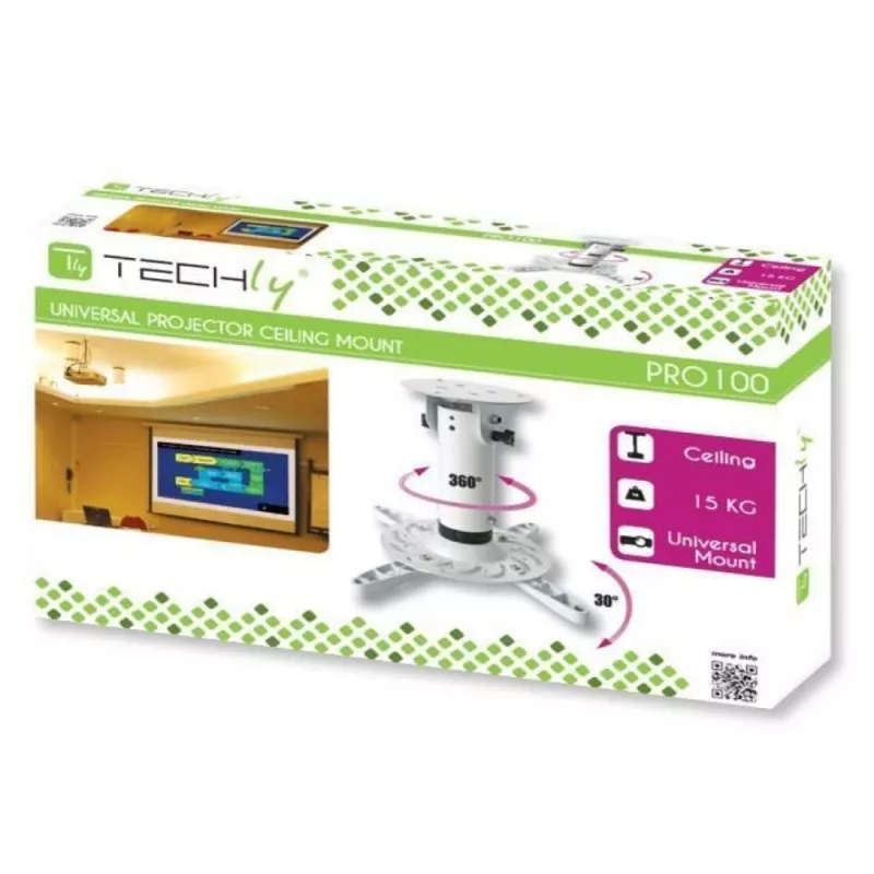 Soporte universal de techo para proyector Techly blanco ICA-PM 200WH