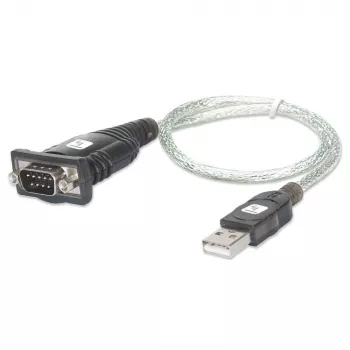Adaptador USB a serie Techly IDATA USB-SER-2T, conector macho USB-A a conector macho DB-9, 0,45 m, blanco transparente