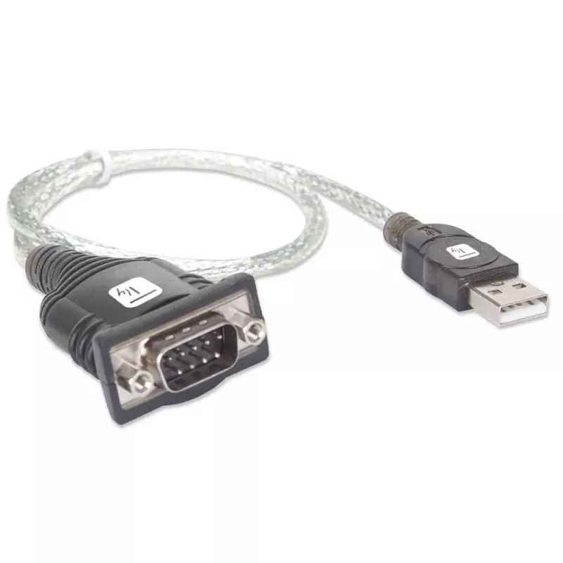 Adaptador USB a serie Techly IDATA USB-SER-2T, conector macho USB-A a conector macho DB-9, 0,45 m, blanco transparente