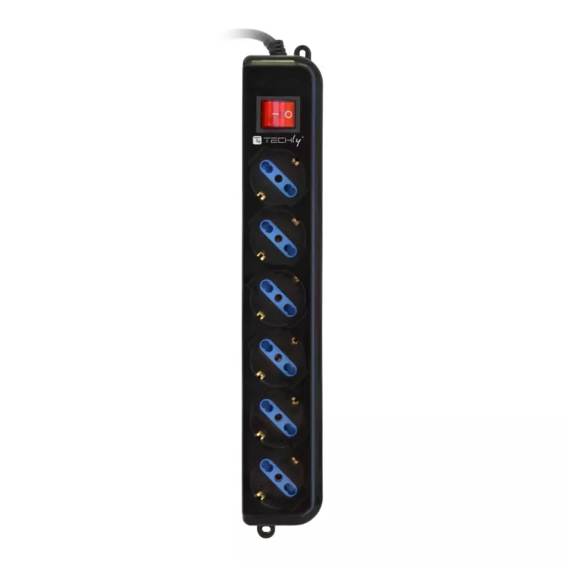 Regleta de alimentación Techly 6 tomas negra con enchufe VDE IUPS-PCP-6V