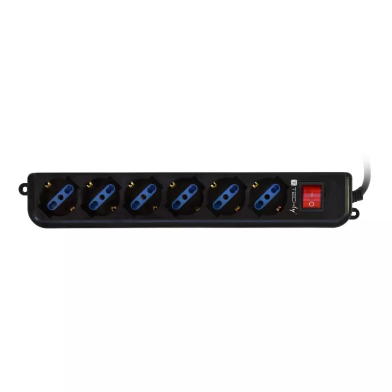 Regleta de alimentación Techly 6 tomas negra con enchufe VDE IUPS-PCP-6V