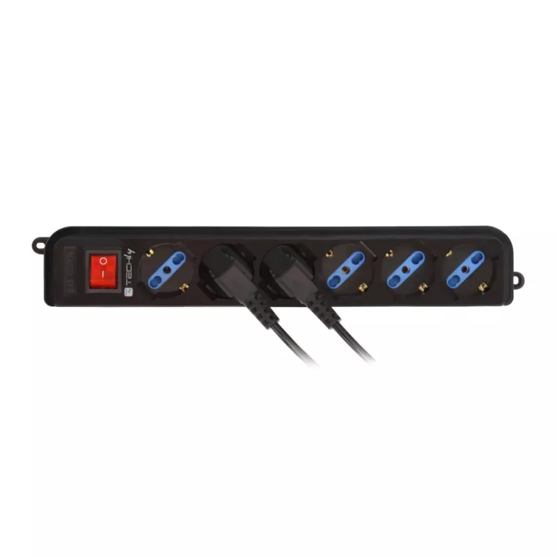 Regleta de alimentación Techly 6 tomas negra con enchufe VDE IUPS-PCP-6V