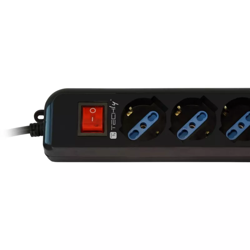 Regleta de alimentación Techly 6 tomas negra con enchufe VDE IUPS-PCP-6V