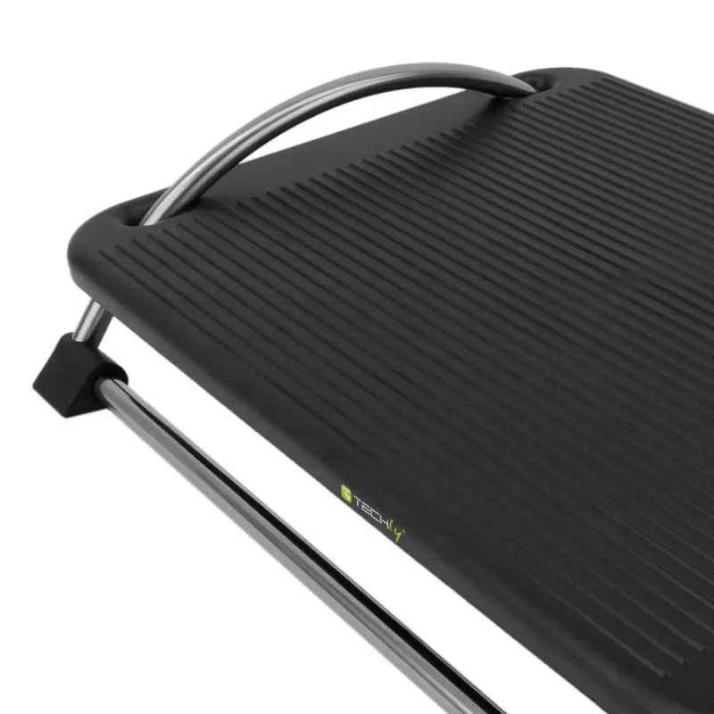 Techly ICA-FR 13 reposapiés ergonómico ajustable, ajuste de ángulo, antideslizante, 43 x 28 cm, negro