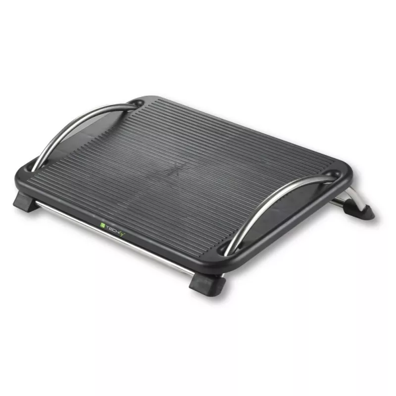 Techly ICA-FR 13 reposapiés ergonómico ajustable, ajuste de ángulo, antideslizante, 43 x 28 cm, negro