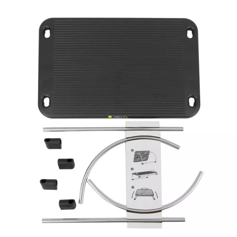Techly ICA-FR 13 reposapiés ergonómico ajustable, ajuste de ángulo, antideslizante, 43 x 28 cm, negro