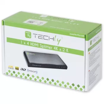 Techly IDATA HDMI-4K4 splitter HDMI 1x4, 4K x 2K (3840 x 2160), 3D, 36 bits, negro