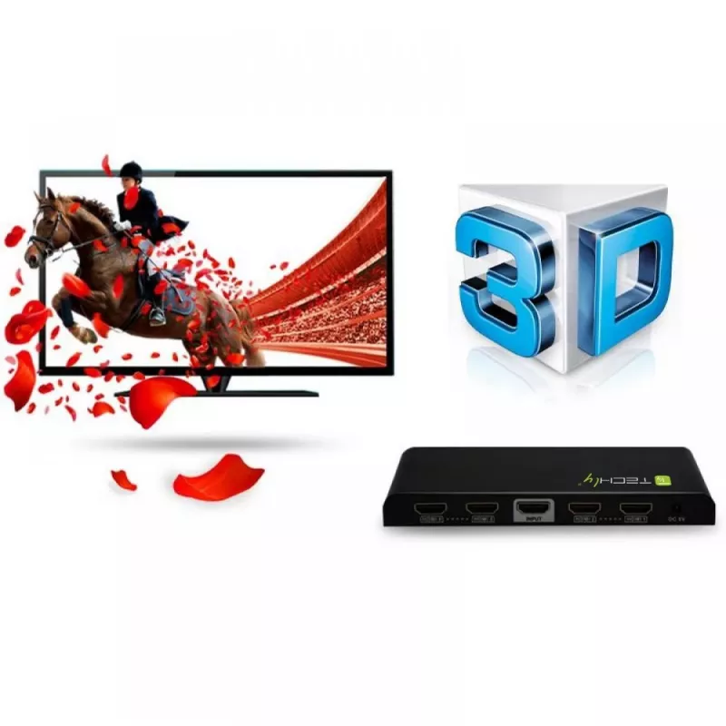 Techly IDATA HDMI-4K4 splitter HDMI 1x4, 4K x 2K (3840 x 2160), 3D, 36 bits, negro