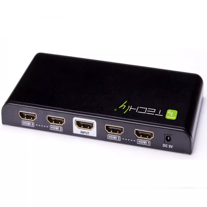 Techly IDATA HDMI-4K4 splitter HDMI 1x4, 4K x 2K (3840 x 2160), 3D, 36 bits, negro