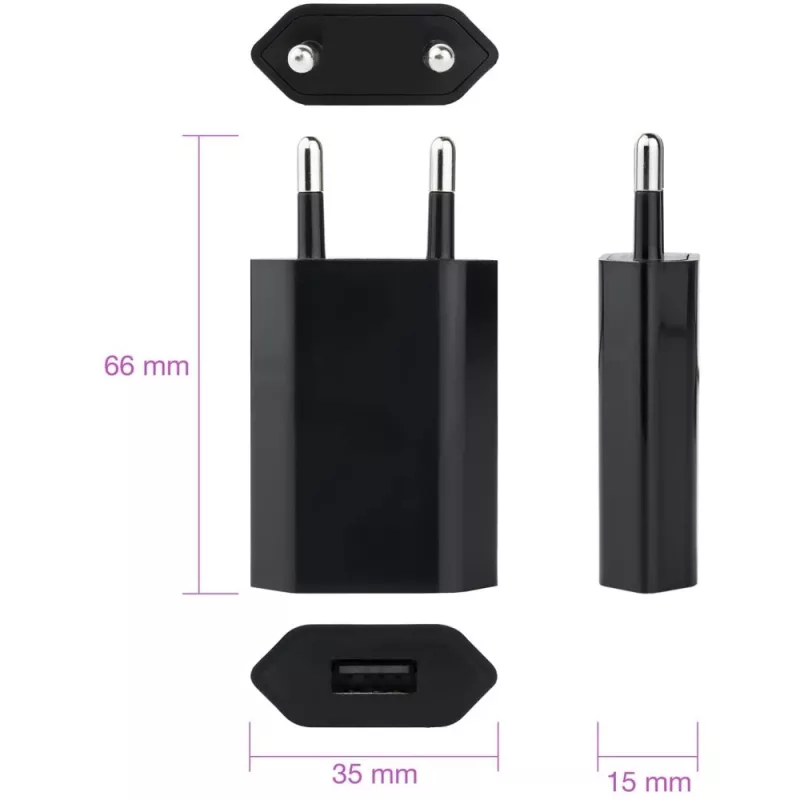 Cargador compacto Techly USB 1A enchufe europeo negro