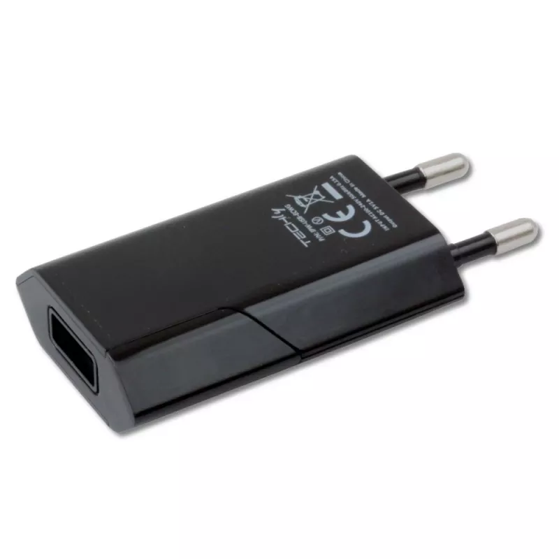 Cargador compacto Techly USB 1A enchufe europeo negro
