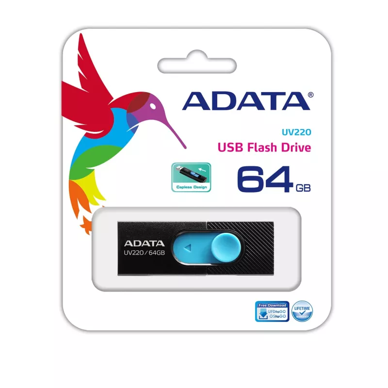 Memoria USB ADATA UV220 64 GB USB Type-A 2.0 negro, azul