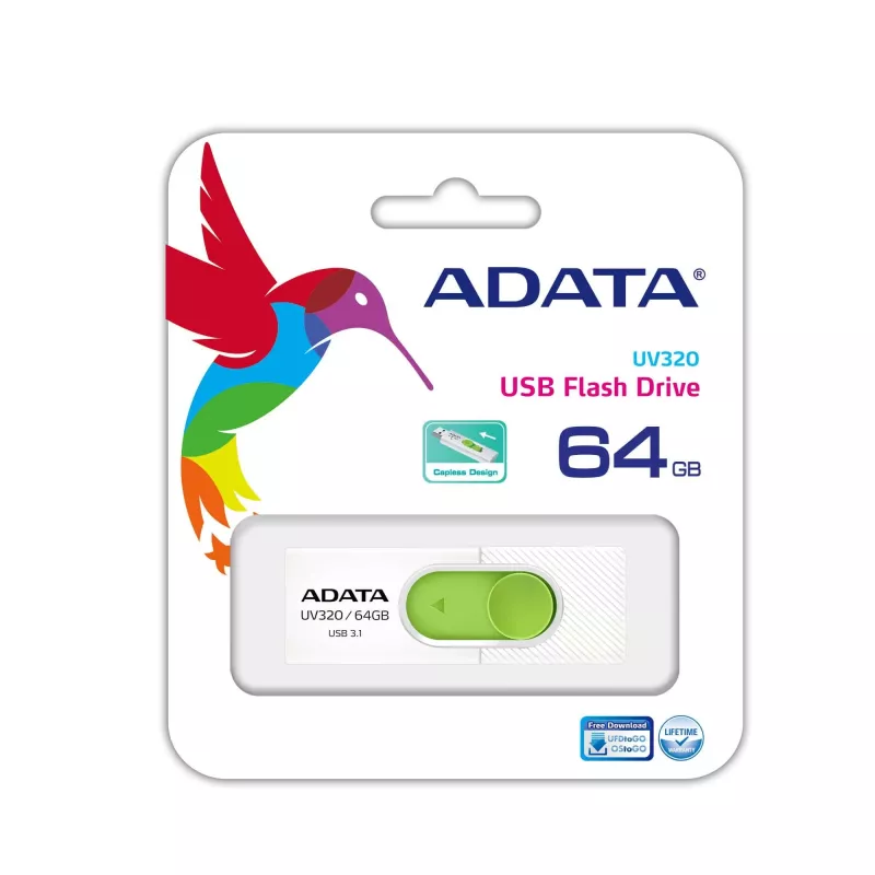 Memoria USB ADATA UV320 64 GB USB Type-A 3.2 Gen 1 (3.1 Gen 1) verde, blanco