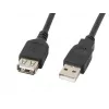 Cable USB A a A LANBERG CA-USBE-10CC-0018-BK, USB 2.0, 1,8 m, negro