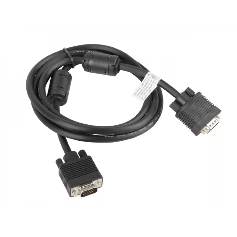 Cable VGA LANBERG M/M doble apantallado con núcleo de ferrita 1,8 m negro