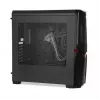 Caja de PC iBox Orcus X14 Midi Tower, ATX/Micro ATX/ITX, ventana lateral, 2 ventiladores de 120 mm con iluminación roja, 3 bahías de 3,5 pulgadas, 2 de 2,5 pulgadas, 1 de 5,25 pulgadas, USB 3.0, negra